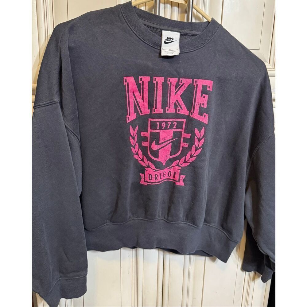 Nike Sportswear Older Kids Oversized Fleece Crew Neck Sweatshirt Black Large